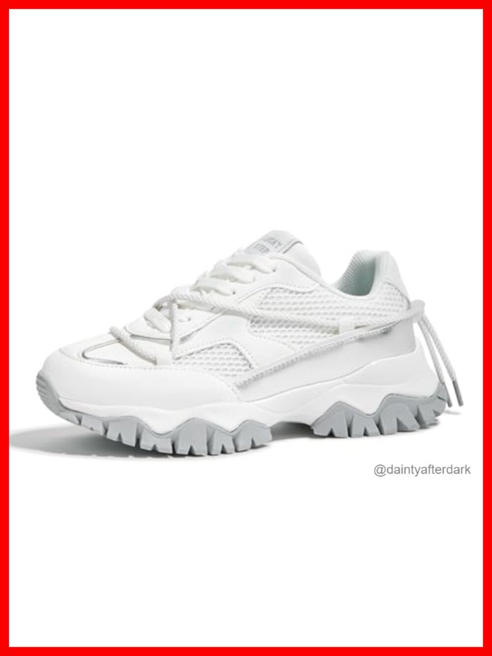 Platform Lace-Up Sneakers PU Mesh Chunky Casual Walking